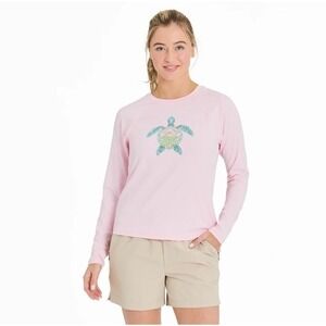 NWT  Life Is Good Turtle 'Seas the Day' Pink LS Rash Guard UPF 50+ Top Size (M)